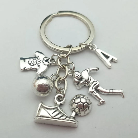 Stylish Personalized Soccer Player Metal Keychain (Letter A-Z available)