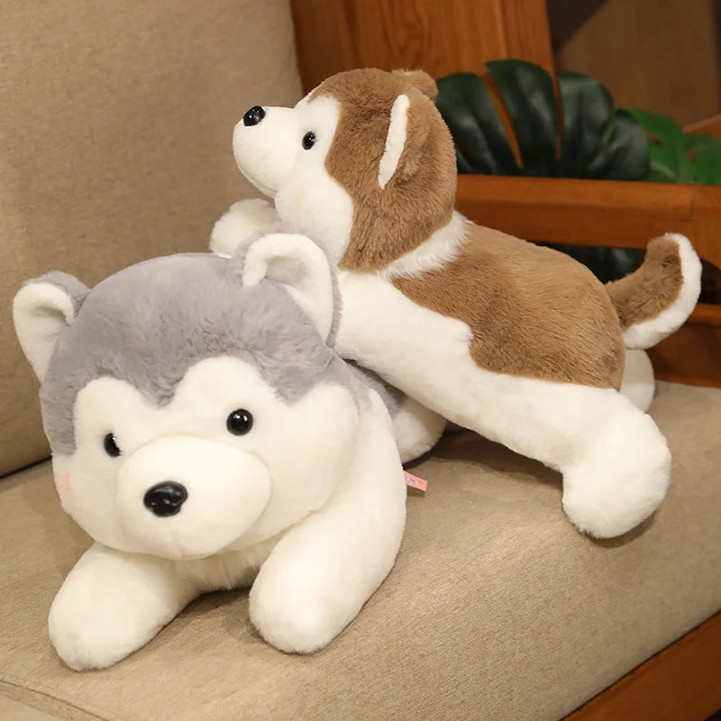 Super Soft Resting Husky Dog Stuffed Animal Plushie Pillow (in 2 colours)