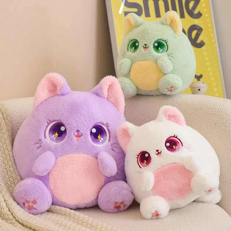 Super Soft Cute Round Cat Stuffed Animal Toy Plushie (in 5 Colours with Starry Eyes)