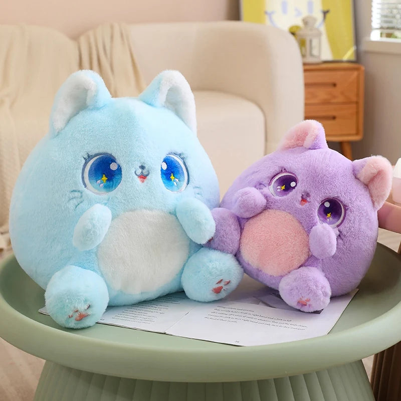 Super Soft Cute Round Cat Stuffed Animal Toy Plushie (in 5 Colours with Starry Eyes)