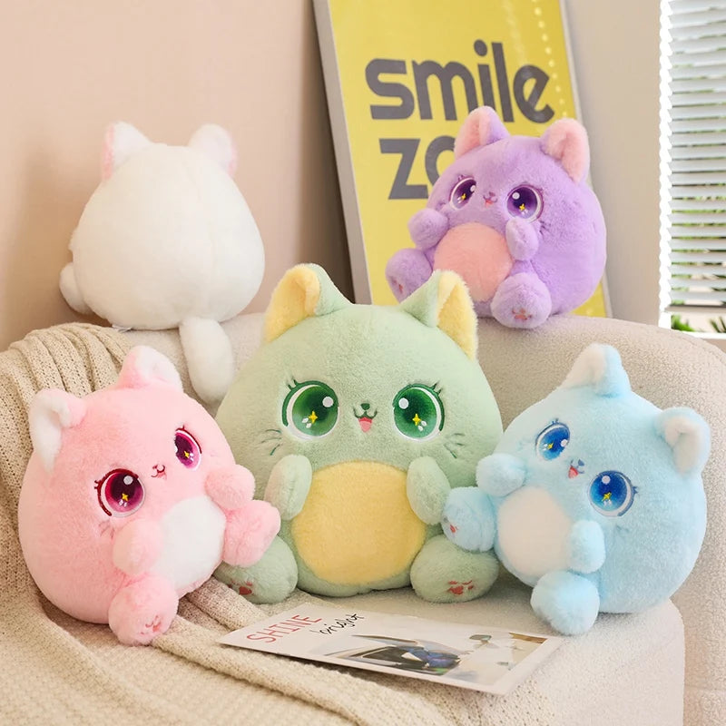 Super Soft Cute Round Cat Stuffed Animal Toy Plushie (in 5 Colours with Starry Eyes)