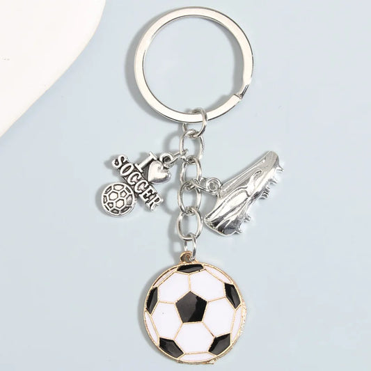 Trendy I Love Soccer Metal Enamel Keychain