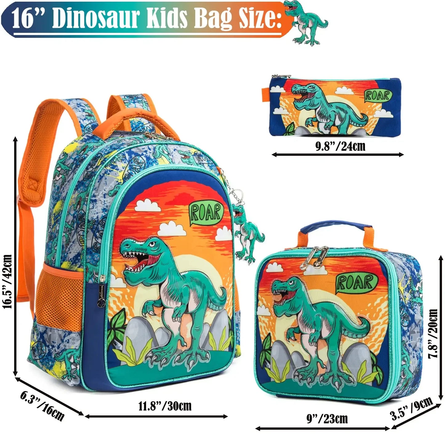 Dino Adventure 3-in-1 16.5" Waterproof Backpack Set