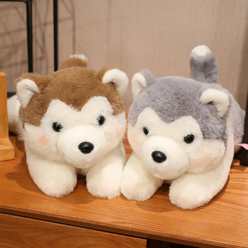 Super Soft Resting Husky Dog Stuffed Animal Plushie Pillow (in 2 colours)