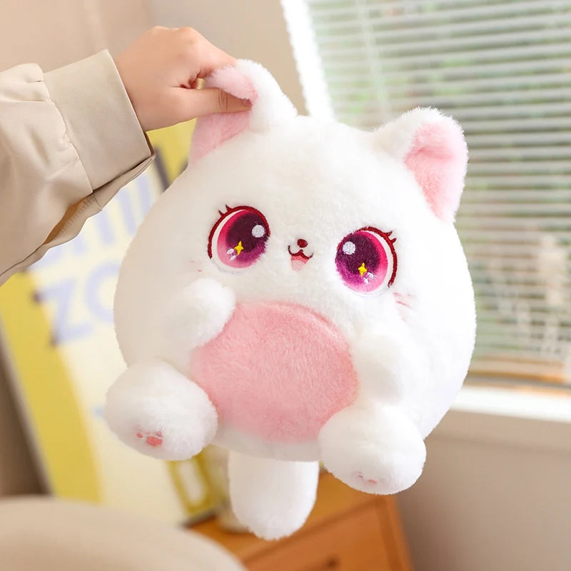 Super Soft Cute Round Cat Stuffed Animal Toy Plushie (in 5 Colours with Starry Eyes)