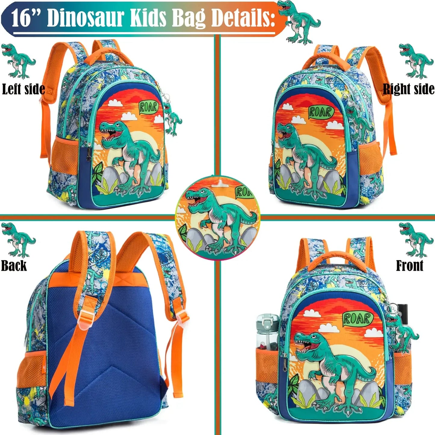 Dino Adventure 3-in-1 16.5" Waterproof Backpack Set