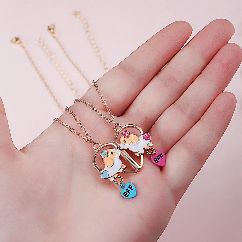 Cute Corgi Dog Heart Magnetic Pendant Best Friends Necklace (Dog-Lover Jewelry)