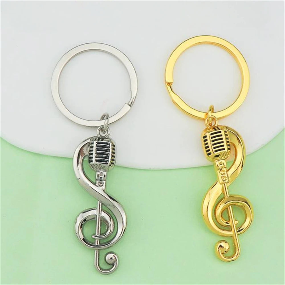 Creative Piano Electric Guitar Earphone Music Note Metal Enamel Keychain