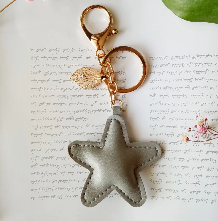 Chic Leather Heart / Star Keychain (12 colours of each styles available)