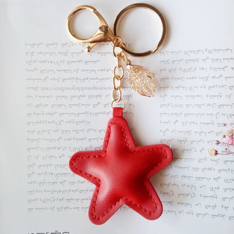 Chic Leather Heart / Star Keychain (12 colours of each styles available)